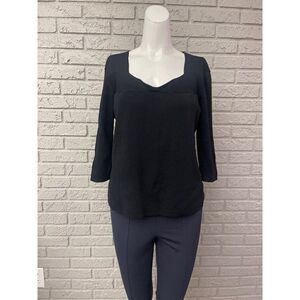 JAC Black Ribbed Knit Twist Neckline Sweater Size XL